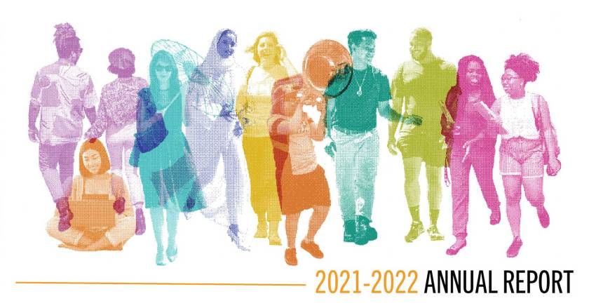2021-2022 annual report title with v.c.u. student scenes from around campus