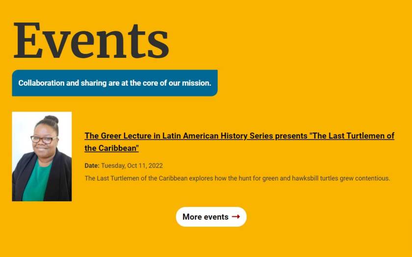 a part of a web page dedicated to promoting university events